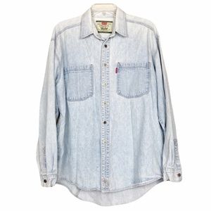 Levi’s light wash real indigo denim button down